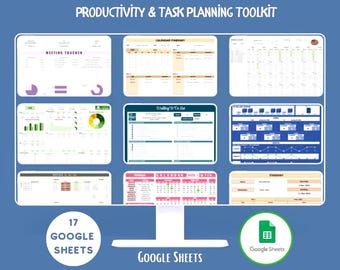 Produktivitäts- und Aufgabenplanungs-Bundle Google Sheets, Aufgaben-Manager, Produktionsplaner