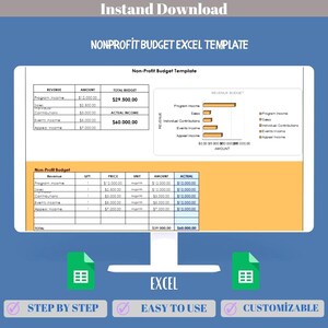 Nonprofit Budget Excel Template, Plan Grants, Programs, And Operating Costs, Track Donations, Monitor Expenses, Annual Financial Planning