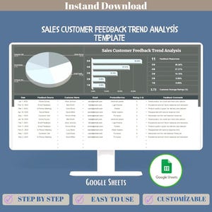 Vertrieb Kunden-Feedback-Bewertungen Google Sheets Feedback Tracker Trend-Analayse Dashboard Kunden Einblicke Vorlage