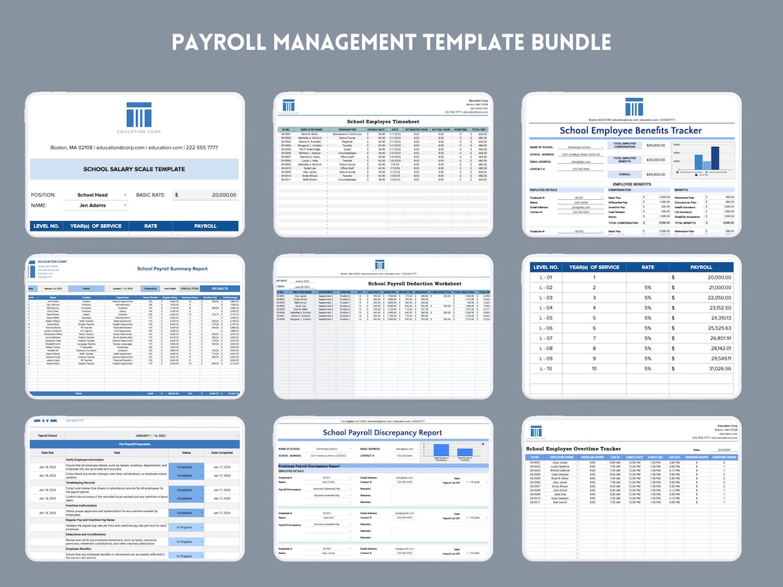 Payroll Management Bundle Google Sheets Employee Payroll Tracker Salary ...