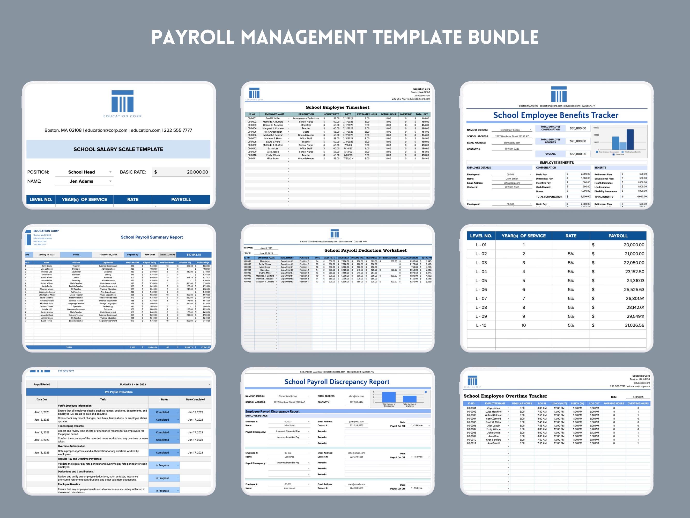 Payroll Management Google Sheets Bundle for Businesses, HR Teams, and ...