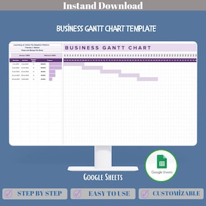 Zakelijke Gantt-diagramsjabloon, projecttijdlijnmanager, taakplanner, Google Spreadsheets-spreadsheet voor planning en uitvoering van kleine bedrijven
