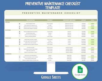 Preventive Maintenance Checklist Google Sheets Equipment Maintenance Tracker Maintenance Schedule Inspection Log
