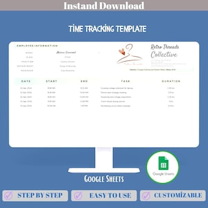 Time Tracking Google Sheets Employee Timesheet Work Hours Tracker Productivity Time Log Project Time Management Sheet