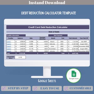 Plantilla de Hojas de Cálculo de Google para Calcular la Reducción de Deudas: Planifique Estrategias de Pago, Realice un Seguimiento de los Pagos Mensuales y Reduzca los Intereses con Avalanche
