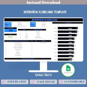 Interview Scorecard Template Google Sheets, Editable Candidate Evaluation Form, Hiring Criteria Sheet, HR Interview Feedback Tracker