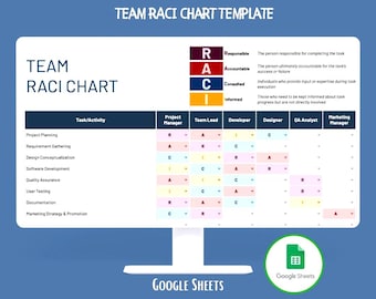 Team RACI Chart Google Sheets Verantwortung Matrix Aufgabenzuteilung Tracker Projektrollen Template