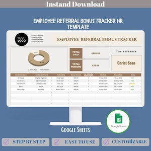 Plantilla de Hojas de Cálculo de Bonificaciones por Recomendación de Empleados para el Seguimiento de Incentivos de Reclutamiento de RR. HH. y la Gestión de Programas de Recomendación.