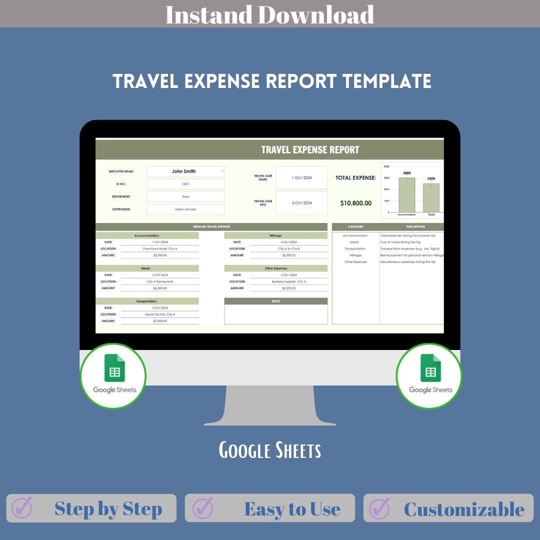 Travel Expense Report Template for Google Sheets, Perfect for Small ...