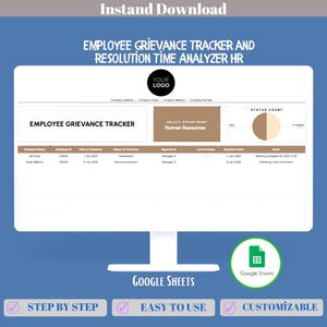 Employee Grievance Tracker Google Sheets HR Complaint Log Employee Issue Tracking Workplace Resolution Dashboard System