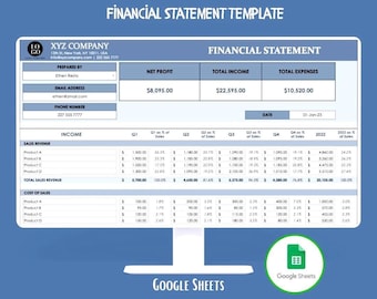 Financial Statement Google Sheets Balance Sheet Income Statement Cash Flow Financial Reporting Template