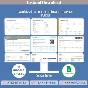 Packing Slip Bundle For Small Business, Google Sheets Template To Manage Orders, Items, Shipping Details And Fulfillment Documentation