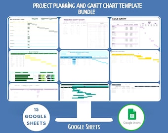 Bundel projectplanning Gantt-diagram Google Spreadsheets Project Tracker Tijdlijnplanner Taakbeheer Dashboardsjabloon