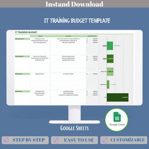 IT Training Budget Template,Google Sheets Format For Managing Employee Training Costs, Certifications,Workshops,And Online Learning Programs