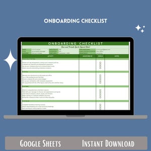 Checklista för onboarding i Google Sheets, spårning av onboarding för anställda, checklista för nyanställda, mall för HR-arbetsflödeshantering