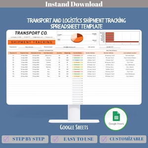 Seguimiento de envíos Hojas de cálculo de Google Rastreador de logística de transporte Rastreador de entregas Registro de envíos Plantilla de seguimiento de la cadena de suministro