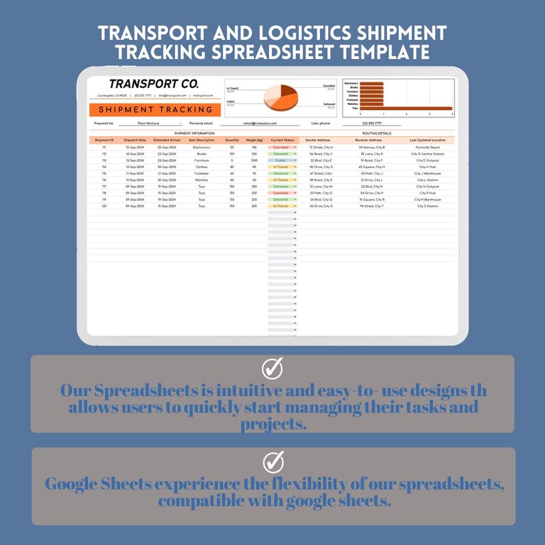Shipment Tracking Google Sheets Template for Monitoring Delivery Status ...