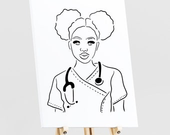 Nurse  Stencil for Paint Parties,  Pretty Woman - Reusable Tracing Template - Paint and Sip Supplies - Acrylic Canvas Painting