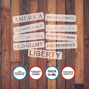 America Stencil Word Pack, Reusable, United States, Patriotic Stencils, Home Of The Brave, Paint Your Own 4th of July Signs, Template