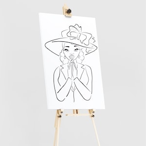 Praying Church Woman Stencil for Paint Parties,  Pretty Woman - Reusable Tracing Template - Paint and Sip Supplies - Acrylic Canvas Painting