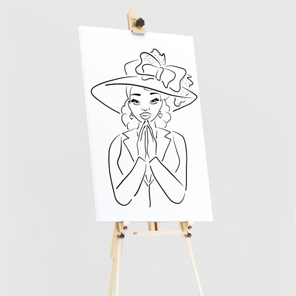 Praying Church Woman Stencil for Paint Parties,  Pretty Woman - Reusable Tracing Template - Paint and Sip Supplies - Acrylic Canvas Painting