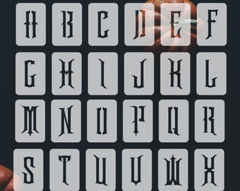 Spooky Stencils for Painting Letters, Reusable Scary Font Painting Stencils, Creepy Full Alphabet Stencil