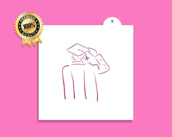 Graduation Cookie Stencil, Royal Icing Graduation Cap and Gown, Male Graduate
