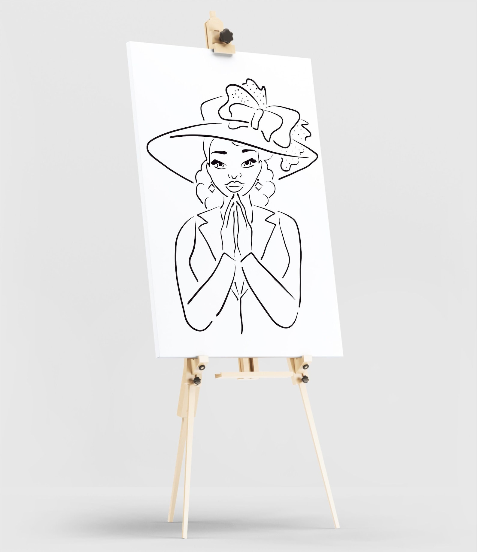 Praying Church Woman Stencil for Paint Parties Pretty Woman Etsy