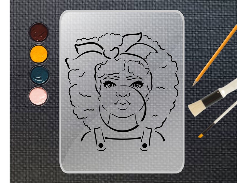 Canvas Stencil for Paint and Sip Parties Girl Blowing Bubble Etsy