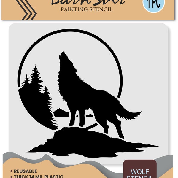 Wolf Stencil - Reusable Template - Paint Your Own Wood Sign - Howling Wolf