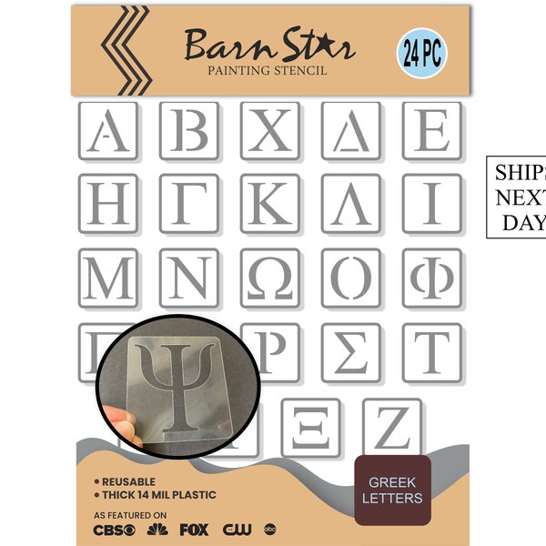Greek Letters Stencil Kit, Reusable Template Set, Paint Your Own Wood Sign, Full Alphabet
