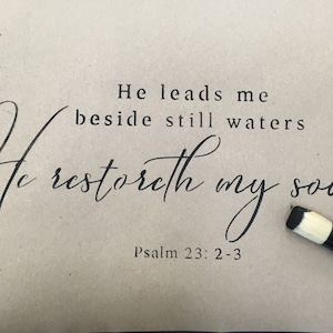 He Leads Me Beside Still Waters Stencil Kit, Bible Verse Sign Template, Reusable Stencil, Scripture Wall Art, Living Room Sign, Farmhouse