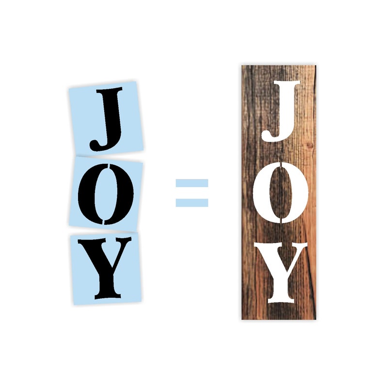 joy christmas stencil for wood sign reuseable stencil etsy