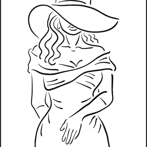Beautiful Woman With Hat Reusable Stencil Canvas Paint Etsy
