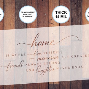 Home is where love resides stencil, reusable, paint your own wood sign, home decor sign, farmhouse sign
