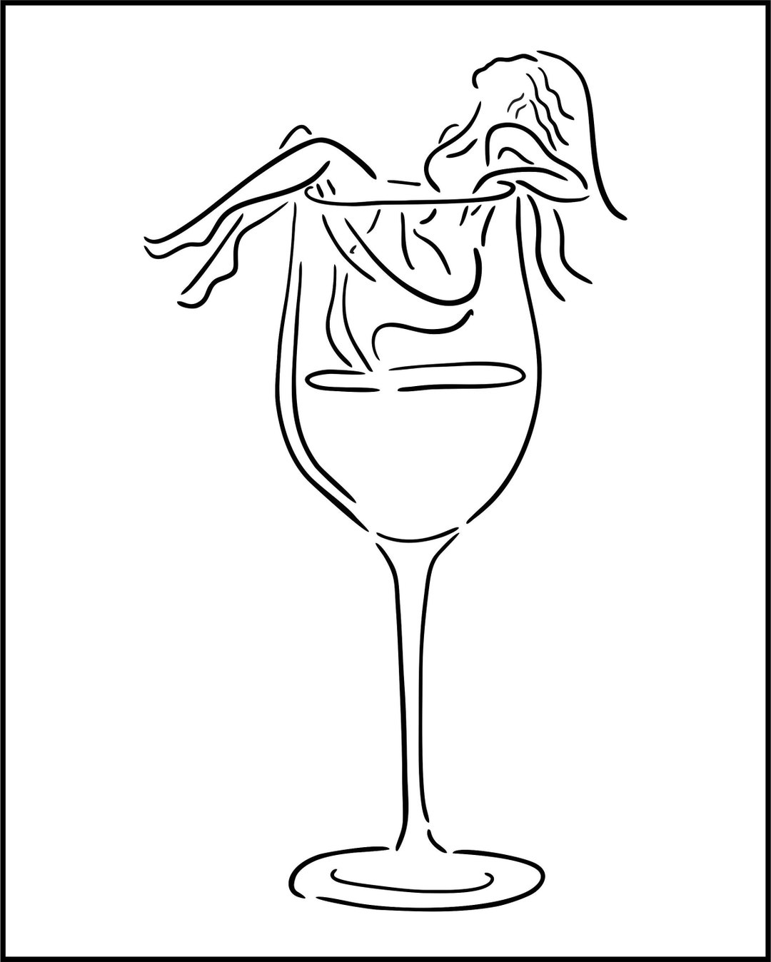 canvas-stencil-for-paint-parties-woman-in-wine-glass-reusable-tracing-template-paint-and-sip-supplies-acrylic-painting-traceables-etsy