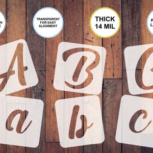 Script Cursive Stencil Font Letters - Reusable Stencils - Alphabet ...