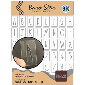 Letter Stencils for Painting on Wood - 44 Pack Alphabet Stencil Templates  with Numbers and Signs, Reusable Plastic Stencils in 2 Fonts and 142  Designs