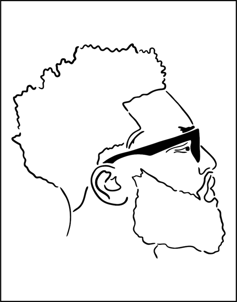 Canvas Stencil for Paint Parties Black Man Afro and Glasses Etsy