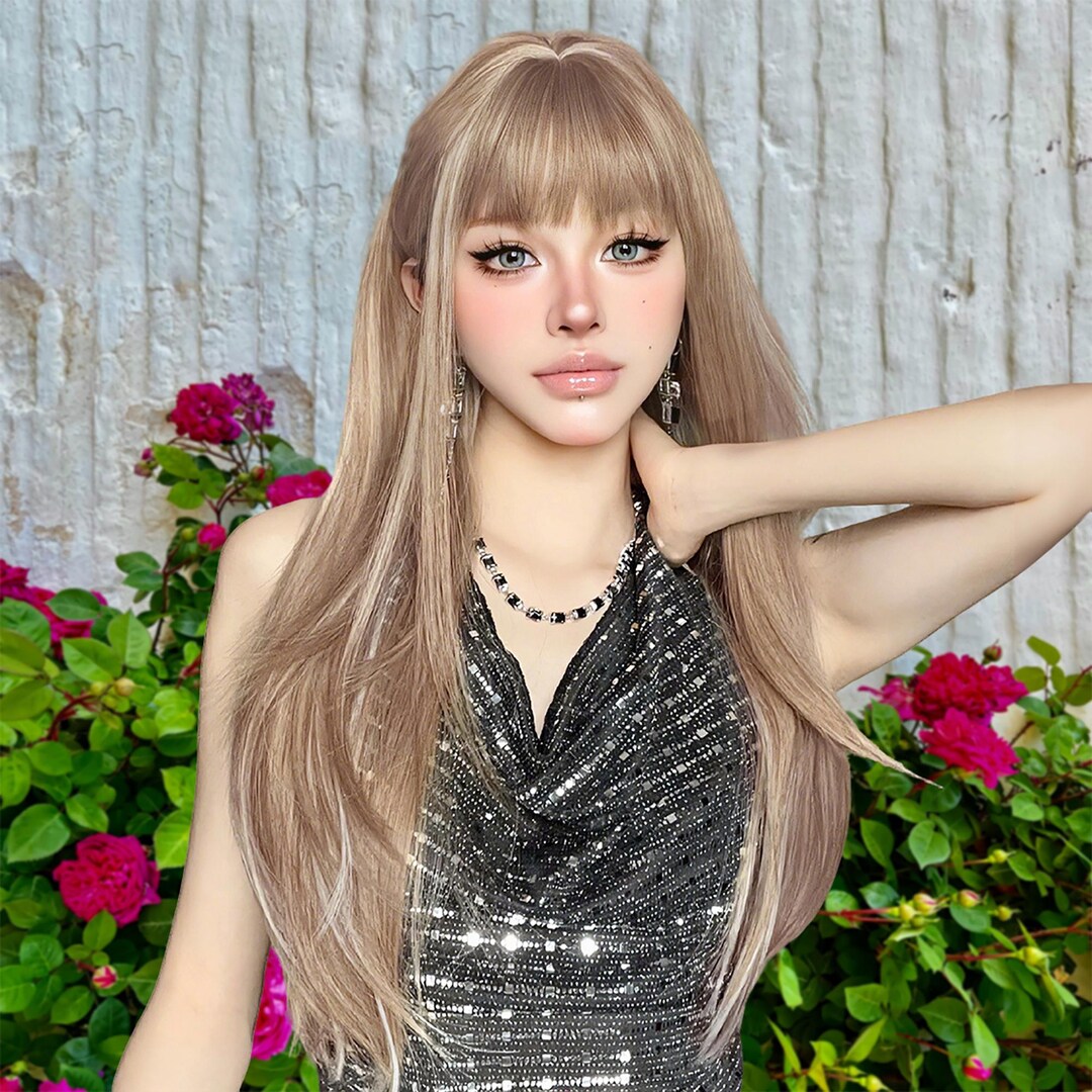 Adult Women's Blonde Straight Wig with Bangs