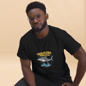 Funny Shark T-Shirt – Tralaleo Tralala Shark Design – Viral Meme Shirt – Cartoon Fish Motif – Fun Streetwear – Unisex Cotton Shirt