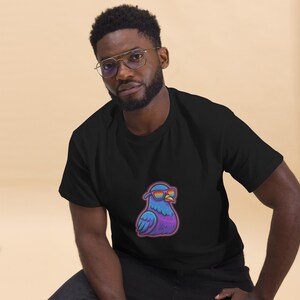 Camiseta Dove – Divertido motivo de pájaro en estilo Y2K – Estilo de dibujos animados de streetwear – Colores neón y estética Vaporwave – Camiseta unisex