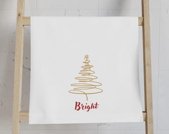 Brillante - Toalla de mano minimalista dorada con forma de árbol de Navidad, decoración navideña para la cocina, paño de cocina festivo, toalla de baño navideña moderna