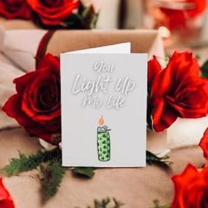 Tarjetas en blanco, tarjeta para fumetas, tarjeta de felicitación para amantes del 420, tarjeta de agradecimiento para fumetas, tarjeta "Ilumina mi vida", tarjeta de agradecimiento con temática 420
