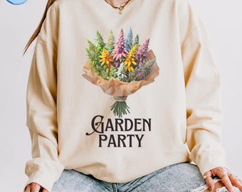 Bluza z okrągłym dekoltem w kwiaty w ogrodzie, zabawny prezent na walentynki