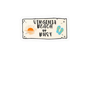 Sticker Virginia Beach of buste, kleurrijke sticker aan de oceaan, kuststad vinyl decal, cadeau strandliefhebber, zomerreis souvenir, auto strand zwerver