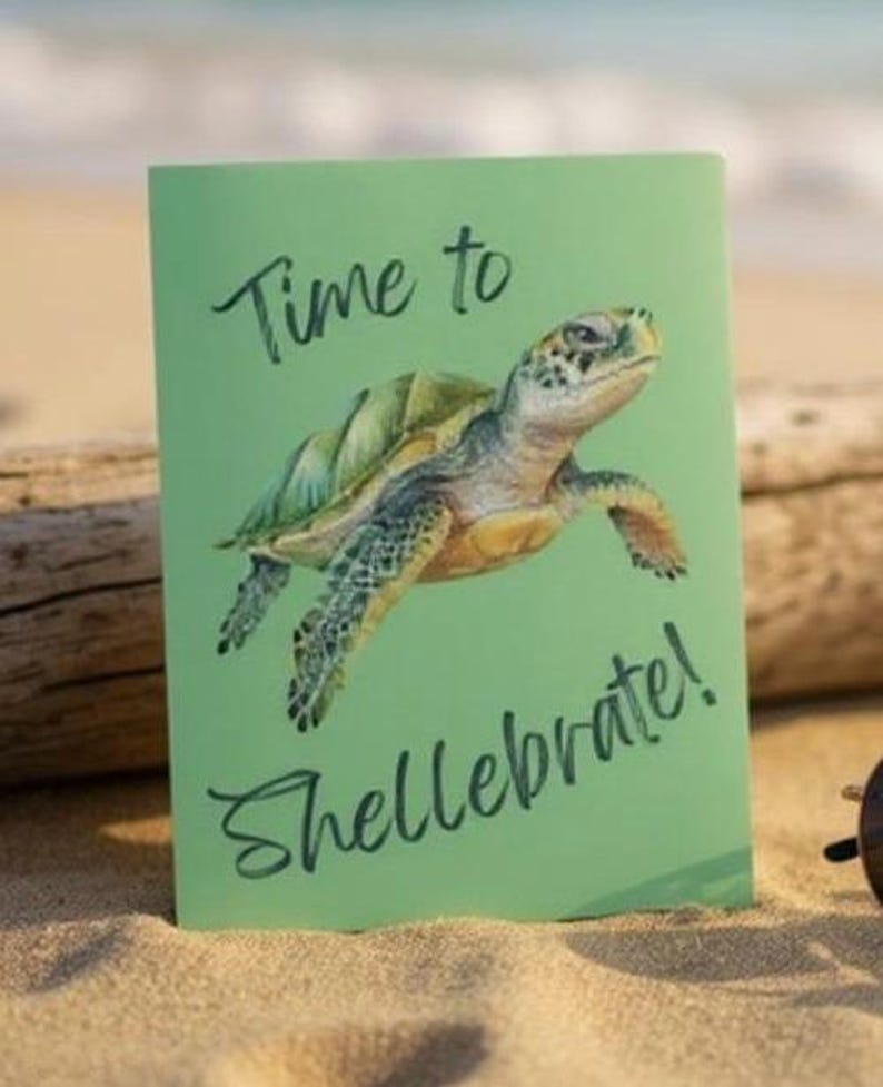 Shellabrate Spring Time to Shellebrate Turtle Greeting Card, Congrats Card - Etsy