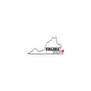 Virginia Beach - hartsticker, kleurrijke sticker aan de oceaan, kuststad vinyl decal, cadeau strandliefhebber, zomerreis souvenir, strand zwerver auto