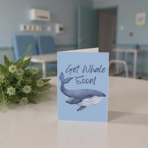 Cartes de correspondance noir, carte Ocean Get Whale Soon, carte d'anniversaire pour amoureux des baleines, carte Get Well Soon, carte de correspondance sur le thème de l'océan