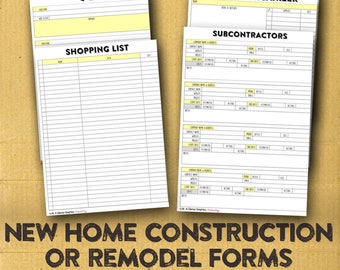 New Home Building Organizer, New Home Construction Forms, Remodel Organizer, Interior Design Forms,  Remodel gift